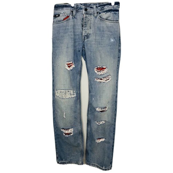 Diesel 55 DSL Super Distressed Denim Destroyed Ban - Picture 1 of 8